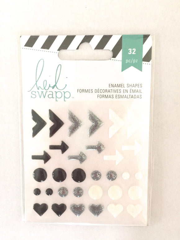 Scrapbooking  Heidi Swapp  Glitter Enamel Shapes - Black and White Paper Collections 12x12
