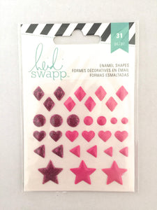 Scrapbooking  Heidi Swapp  Glitter Enamel Shapes - Pink Paper Collections 12x12