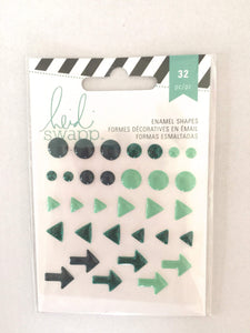 Scrapbooking  Heidi Swapp  Glitter Enamel Shapes - Teal Paper Collections 12x12
