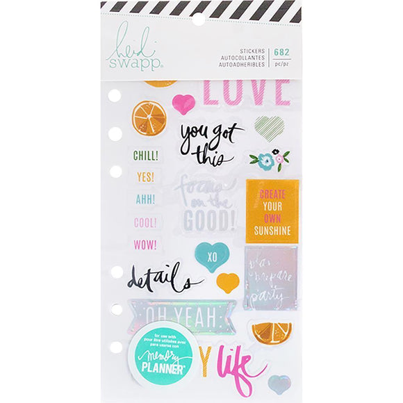 Scrapbooking  Heidi Swapp Memory Planner Clear Stickers Fresh Start, Playful Paper Collections 12x12