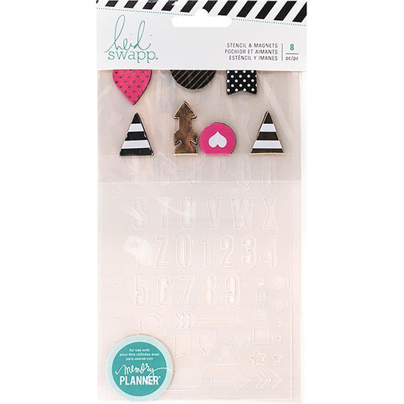 Scrapbooking  Heidi Swapp Memory Planner Stencil & Magnetic Clips Fresh Start Paper Collections 12x12