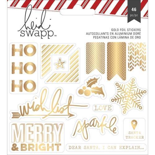 Scrapbooking  Heidi Swapp Oh What Fun Foil Stickers 3/Pkg Gold Ho, Ho, Ho Paper Collections 12x12