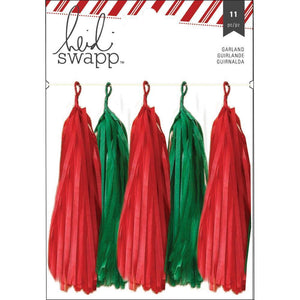 Scrapbooking  Heidi Swapp  Oh What Fun Garland Tassels 11/Pkg Red and Green Paper Collections 12x12