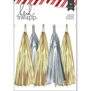 Scrapbooking  Heidi Swapp  Oh What Fun Garland Tassels 11/Pkg Silver and Gold Paper Collections 12x12