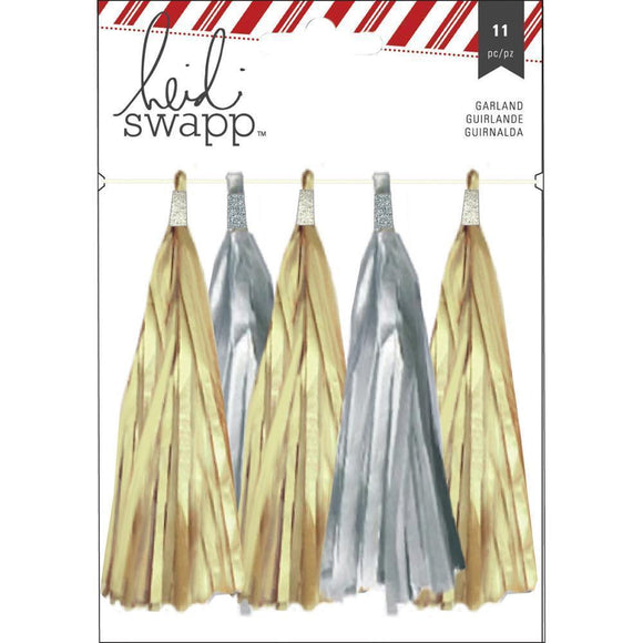 Scrapbooking  Heidi Swapp  Oh What Fun Garland Tassels 11/Pkg Silver and Gold Paper Collections 12x12