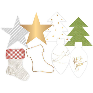 Scrapbooking  Heidi Swapp Project Life Gold Foil Transparent Die-Cut Shapes 8/Pkg Oh What Fun Christmas Paper Collections 12x12