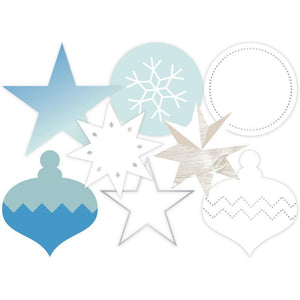 Scrapbooking  Heidi Swapp Project Life Silver Foil Transparent Die-Cut Shapes 8/Pkg Oh What Fun Winter Paper Collections 12x12
