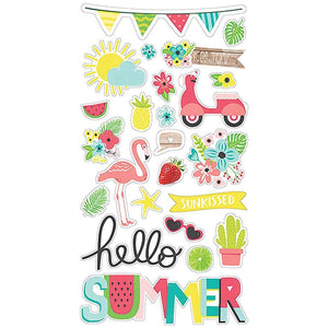 Scrapbooking  Hello Summer Chipboard Stickers 6"X12" Paper Collections 12x12