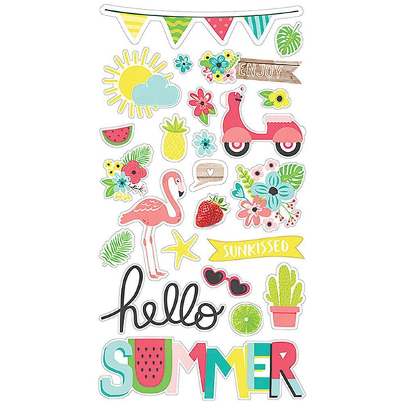 Scrapbooking  Hello Summer Chipboard Stickers 6