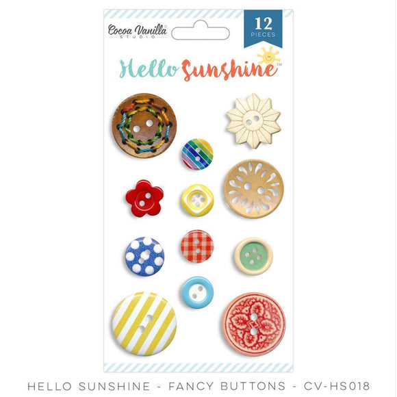 Scrapbooking  Hello Sunshine Fancy Wood Buttons 12pk Paper Collections 12x12