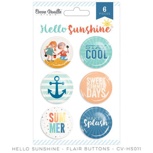 Scrapbooking  Hello Sunshine Flair Buttons  6pc Paper Collections 12x12