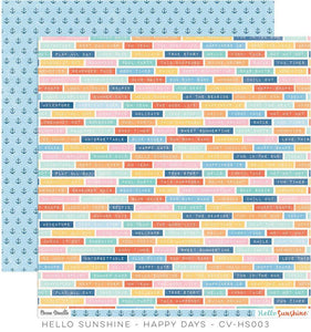 Scrapbooking  Hello Sunshine Happy Days Paper 12x12 Paper Collections 12x12