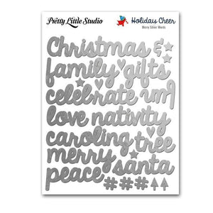Scrapbooking  Holiday Cheer Silver Merry Word Stickers Paper Collections 12x12