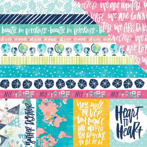 Scrapbooking  Illustrated Faith All People All Nations Cardstock 12"X12" - Borders & 3x4's Paper Collections 12x12