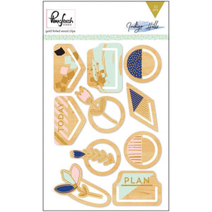 Scrapbooking  Indigo Hills Gold Foiled Wooden Clips Paper Collections 12x12