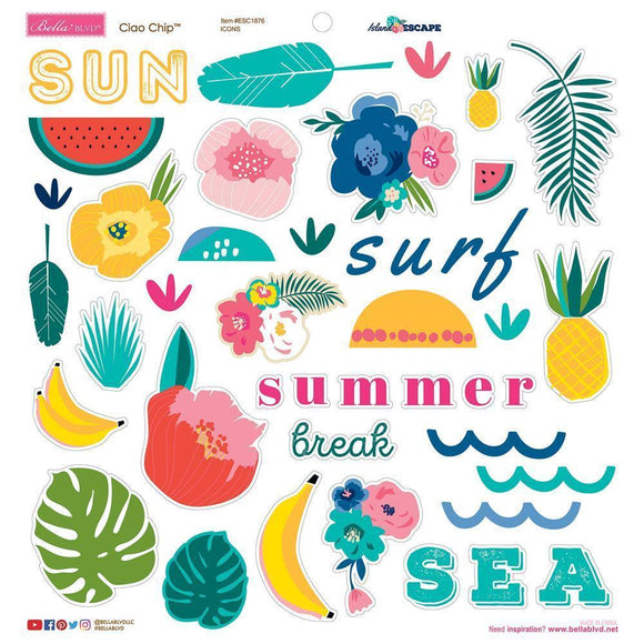 Scrapbooking  Island Escape Chipboard Stickers 12