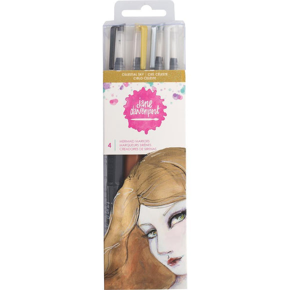 Scrapbooking  Jane Davenport Mixed Media 2 Mermaid Markers 4/Pkg Celestial Sky Paper Collections 12x12