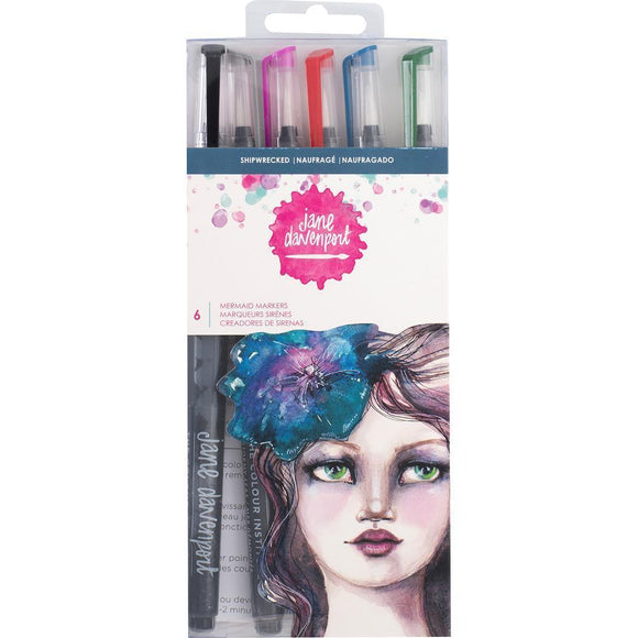 Scrapbooking  Jane Davenport Mixed Media 2 Mermaid Markers 6/Pkg Shipwrecked Paper Collections 12x12