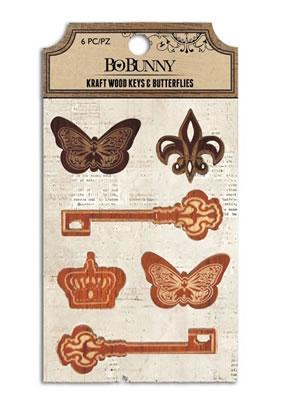 Scrapbooking  Kraft Wood Keys and Butterflies Paper Collections 12x12