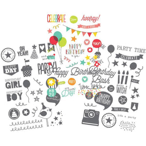 Scrapbooking  Let's Party Clear Stickers 4"X6" Sheets 3/Pkg 2 Gray & 1 Color Paper Collections 12x12