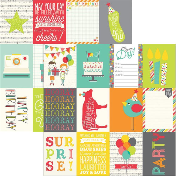 Scrapbooking  Lets Party 3x4 Journalling Card Paper 12x12 Paper Collections 12x12