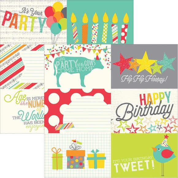 Scrapbooking  Lets Party 4x6 Horizontal Journalling Card Paper 12x12 Paper Collections 12x12