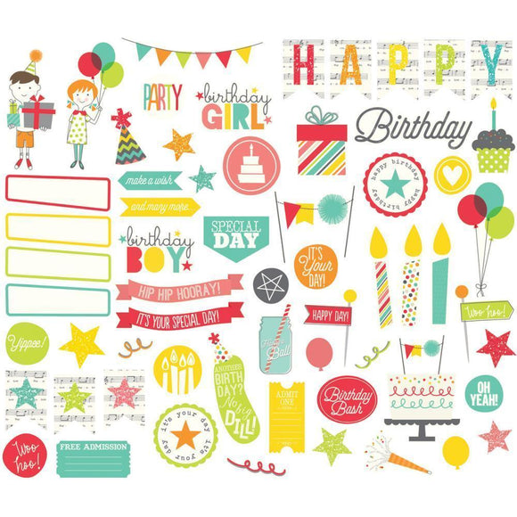 Scrapbooking  Lets Party Ephemera Die Cuts 62pk Paper Collections 12x12
