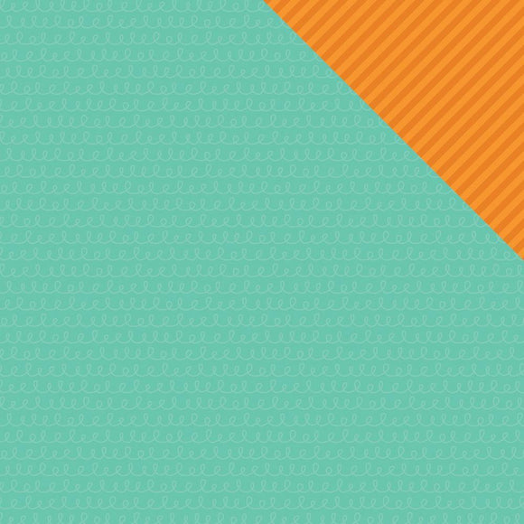 Scrapbooking  Lets Party Teal Streamers /Orange Stripes Paper 12x12 Paper Collections 12x12