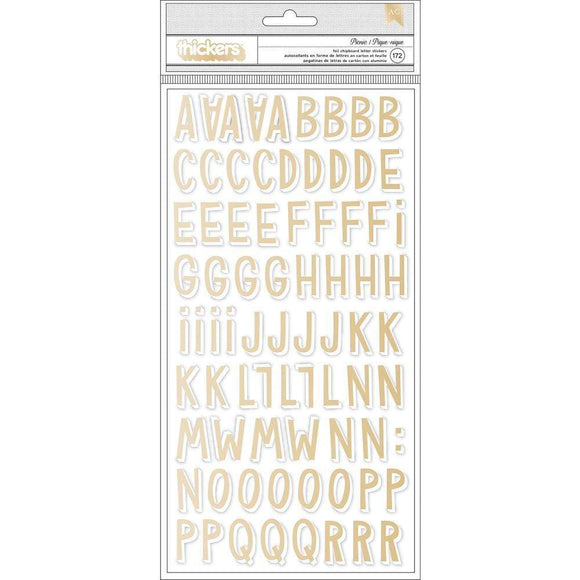 Scrapbooking  Maggie Holmes Willow Lane Thickers Stickers 172/Pkg Picnic Alphabet/Gold Foiled Chipboard Paper Collections 12x12