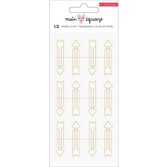 Scrapbooking  Main Squeeze Paper Clips 12/Pkg Gold Arrow Shapes Paper Collections 12x12