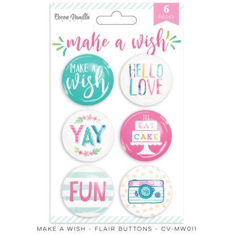 Scrapbooking  Make A Wish Flair Buttons 6pk Paper Collections 12x12