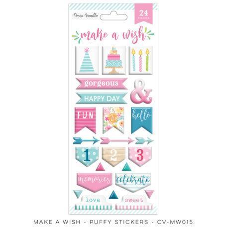 Scrapbooking  Make A Wish Puffy Stickers  24pk Paper Collections 12x12