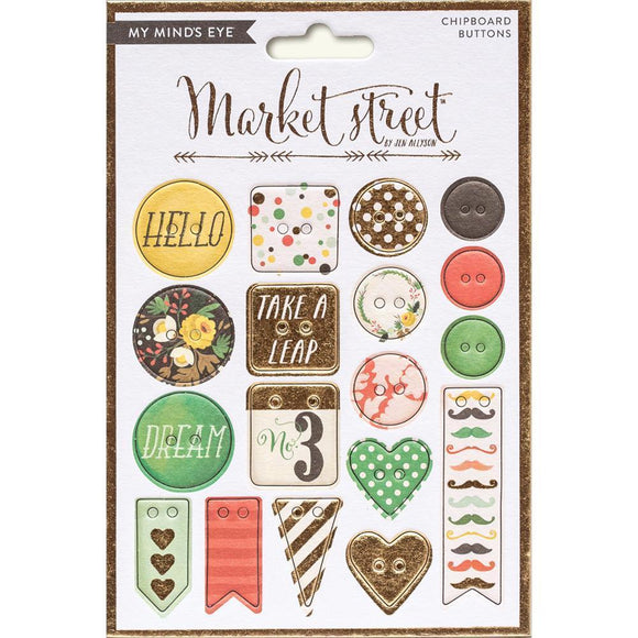 Scrapbooking  Market Street Nob Hill Chipboard Buttons Paper Collections 12x12