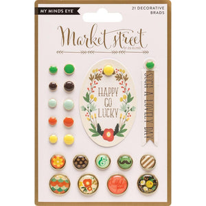 Scrapbooking  Market Street Nob Hill Decorative Brads 3"X4" 24/Pkg Paper Collections 12x12