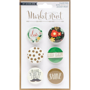 Scrapbooking  Market Street Nob Hill Flair Pins 6pc Paper Collections 12x12