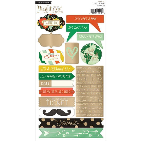 Scrapbooking  Market Street Nob Hill Label Stickers 70 pieces 6x12inch Paper Collections 12x12