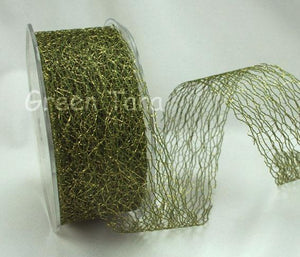 Scrapbooking  Metallic Green Gold Mesh 38mm width per metre Paper Collections 12x12