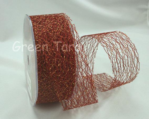 Scrapbooking  Metallic Red Gold Mesh 38mm width per metre Paper Collections 12x12