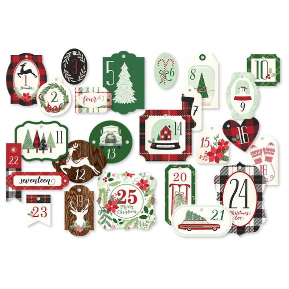 Scrapbooking  MME Comfort & Joy Advent Tags 25pk Paper Collections 12x12