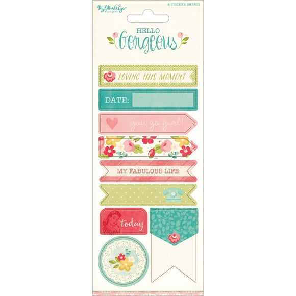 Scrapbooking  MME Hello Gorgeous Alpha/Word Stickers 6 Sheets Paper Collections 12x12