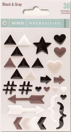 Scrapbooking  MME Necessities Black and Gray  Enamel Shapes Paper Collections 12x12