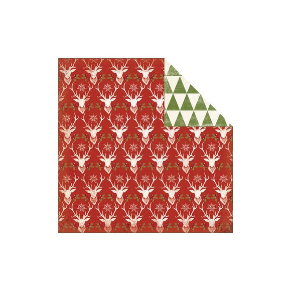 Scrapbooking  MME Sleigh Bells Ring Red Reindeer Paper 12x12 Paper Collections 12x12