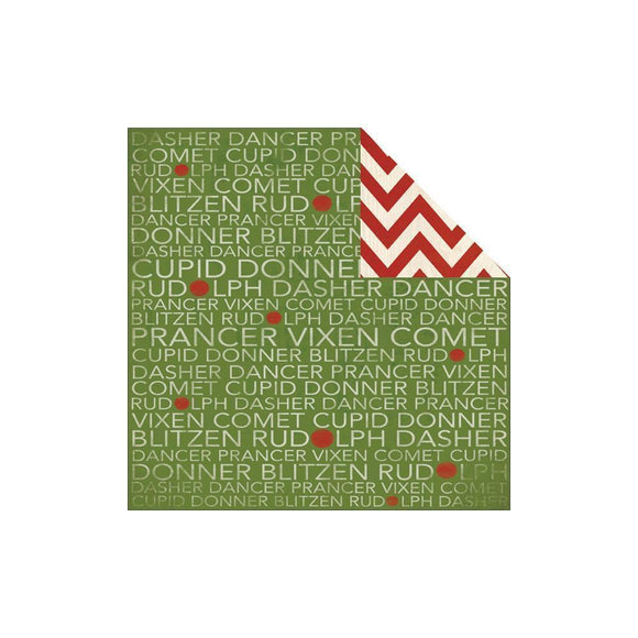 Scrapbooking  MME Sleigh Bells Ring Reindeers Names Paper 12x12 Paper Collections 12x12