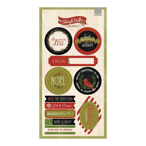 Scrapbooking  MME Sleigh Bells Ring Sticker Sheet Paper Collections 12x12