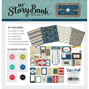 Scrapbooking  My Story Book Pocket Page Kit 12"X12" Petticoats & Pinstripes Boy Paper Collections 12x12