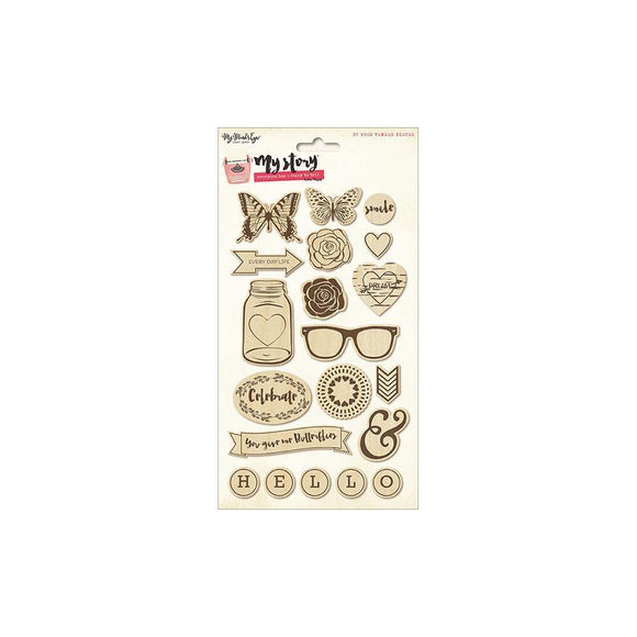 Scrapbooking  My Story Wood Veneer Shapes 20pk Paper Collections 12x12