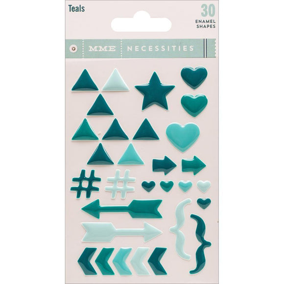 Scrapbooking  Necessities Adhesive Teal Enamel Shapes 30/Pkg Paper Collections 12x12