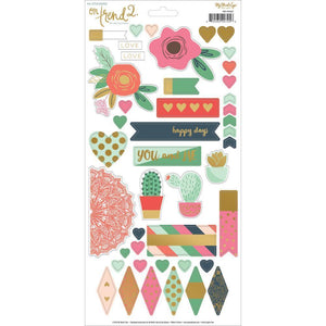 Scrapbooking  On Trend 2 6x12 Sticker Sheet with Gold Foil Paper Collections 12x12