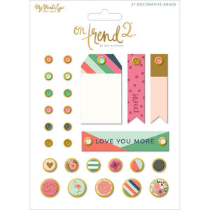 Scrapbooking  On Trend 2 Decorative Brads 27pk Paper Collections 12x12