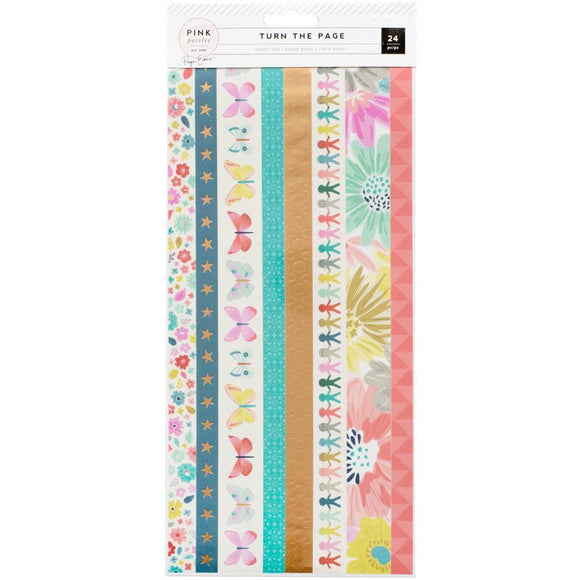 Scrapbooking  Paige Evans Turn The Page Washi Sticker Sheets 3/Pkg Strips W/Matte Gold Foil Paper Collections 12x12